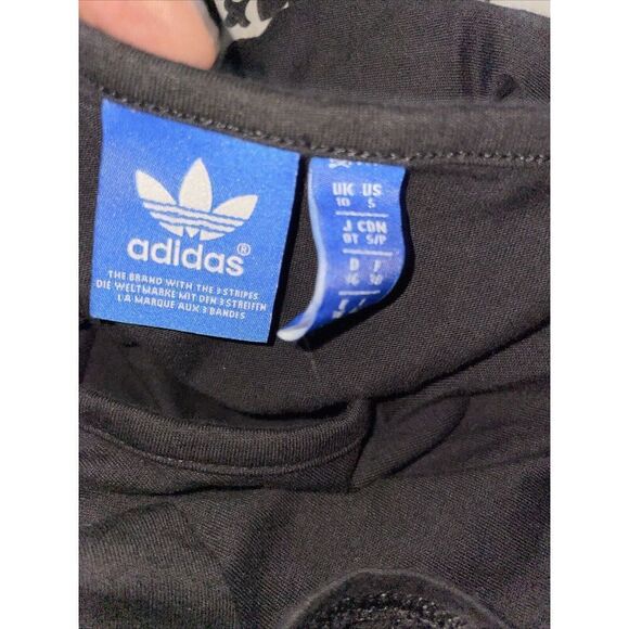 Adidas Shirt Dress Women’s Small Black Trefoil Sleeveless Drawstring Waist Cinch - Picture 4 of 7